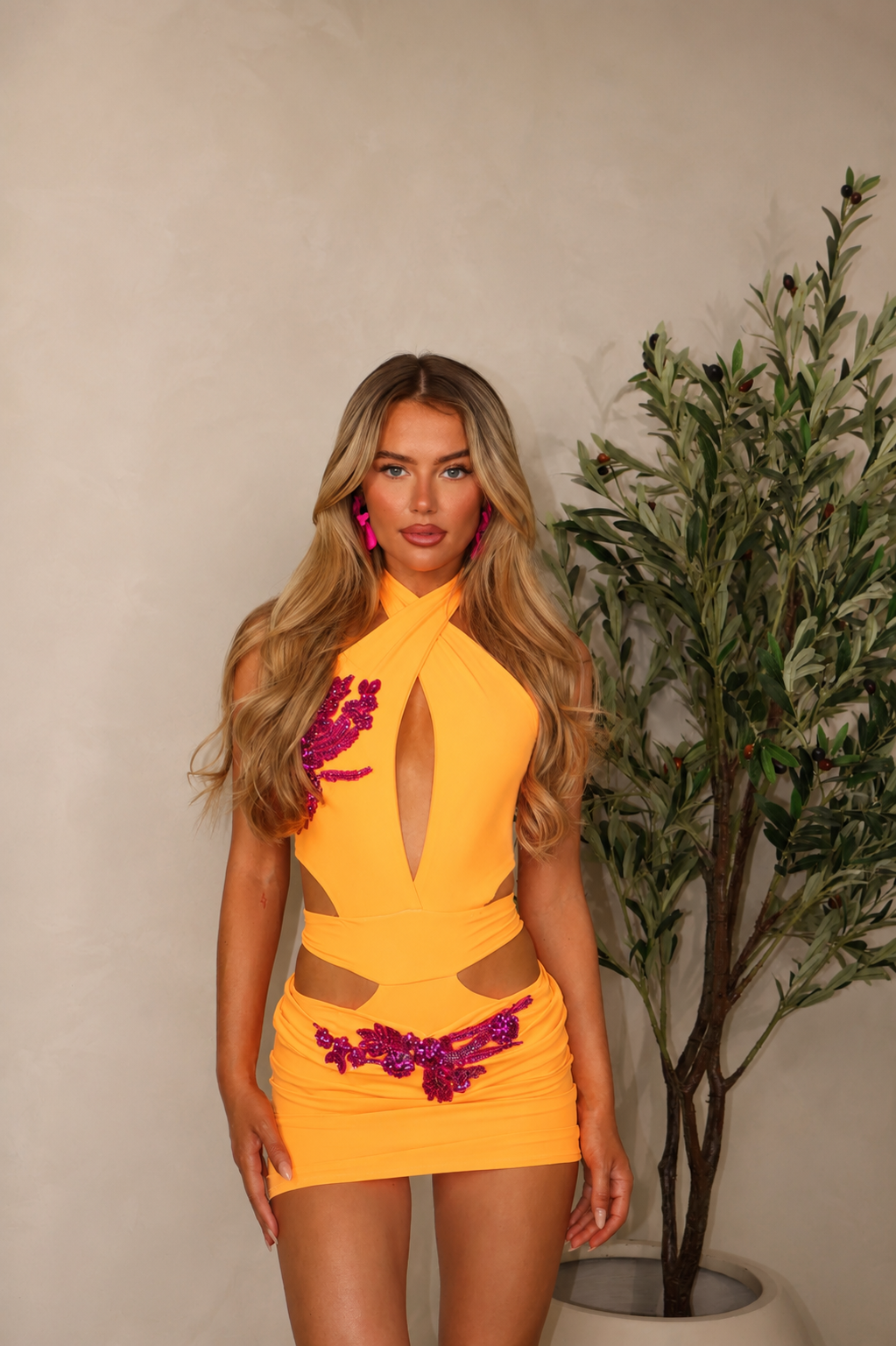 TYLA Set in TANGERINE & FUSHCIA (Skirt)