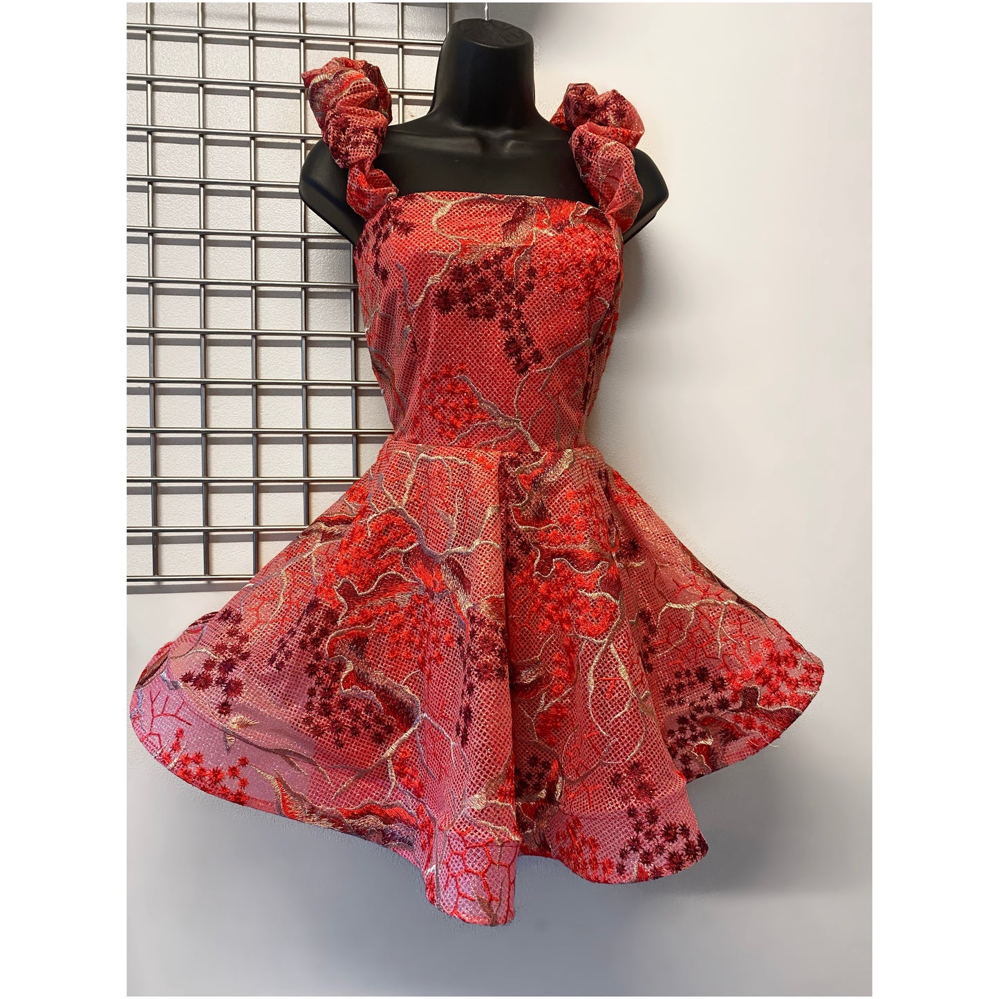 ANASTASIA Dress in RED BROCADE