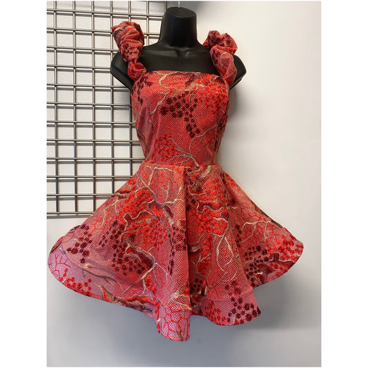 ANASTASIA Dress in RED BROCADE