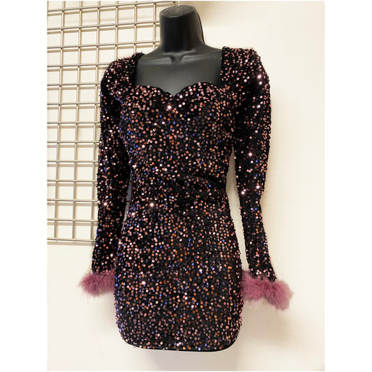 NATASHA Dress in MAUVE SEQUIN