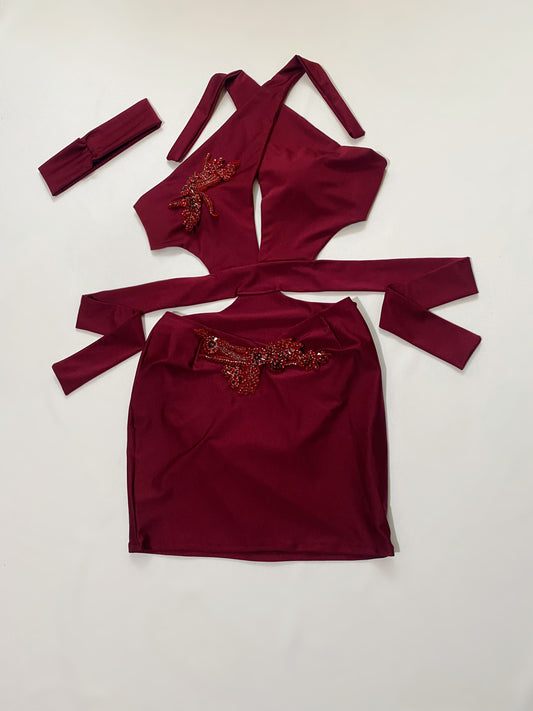 TYLA Set in CHERRY (Skirt)