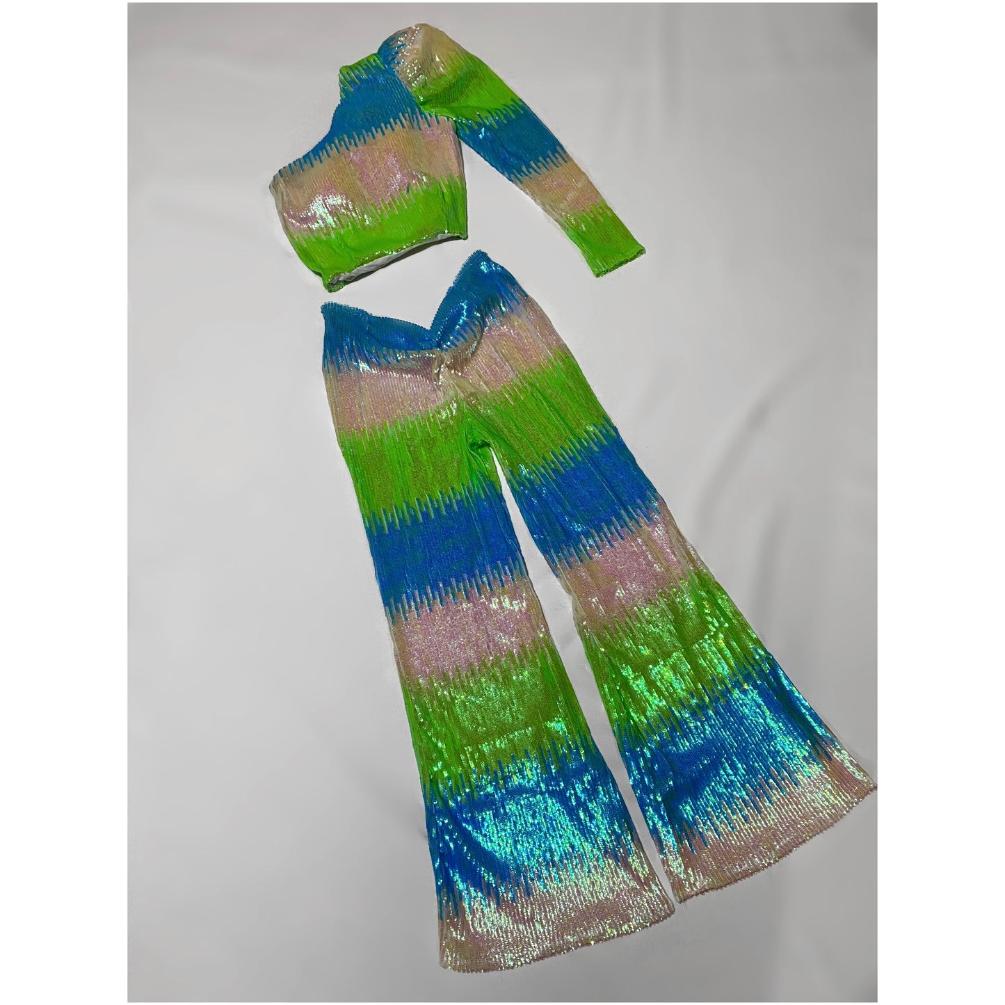 AGNES set in BLUE & GREEN SEQUIN