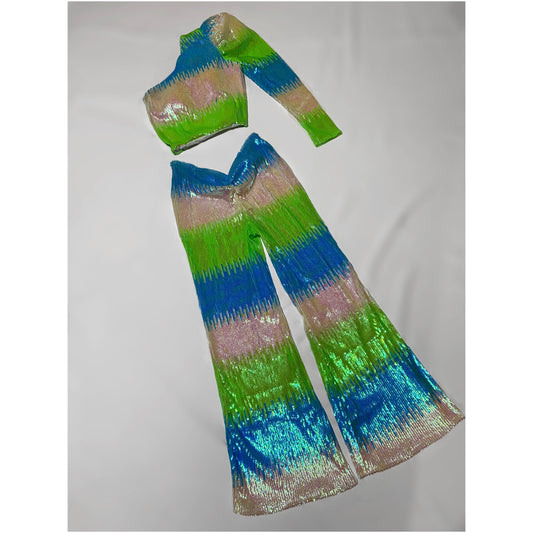 AGNES set in BLUE & GREEN SEQUIN