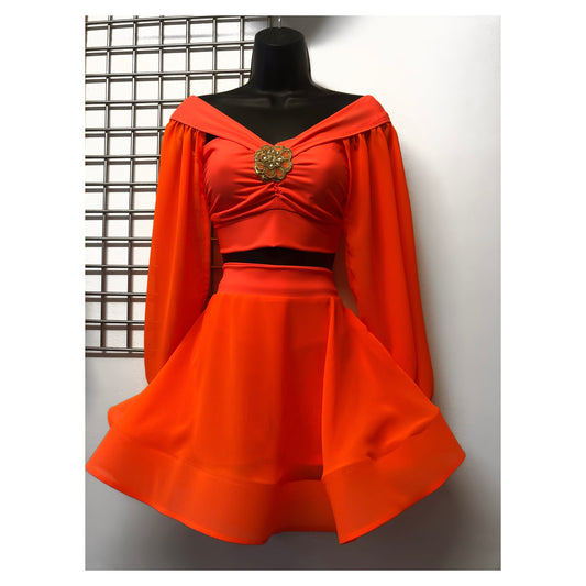 EMILIO set in ORANGE CHIFFON